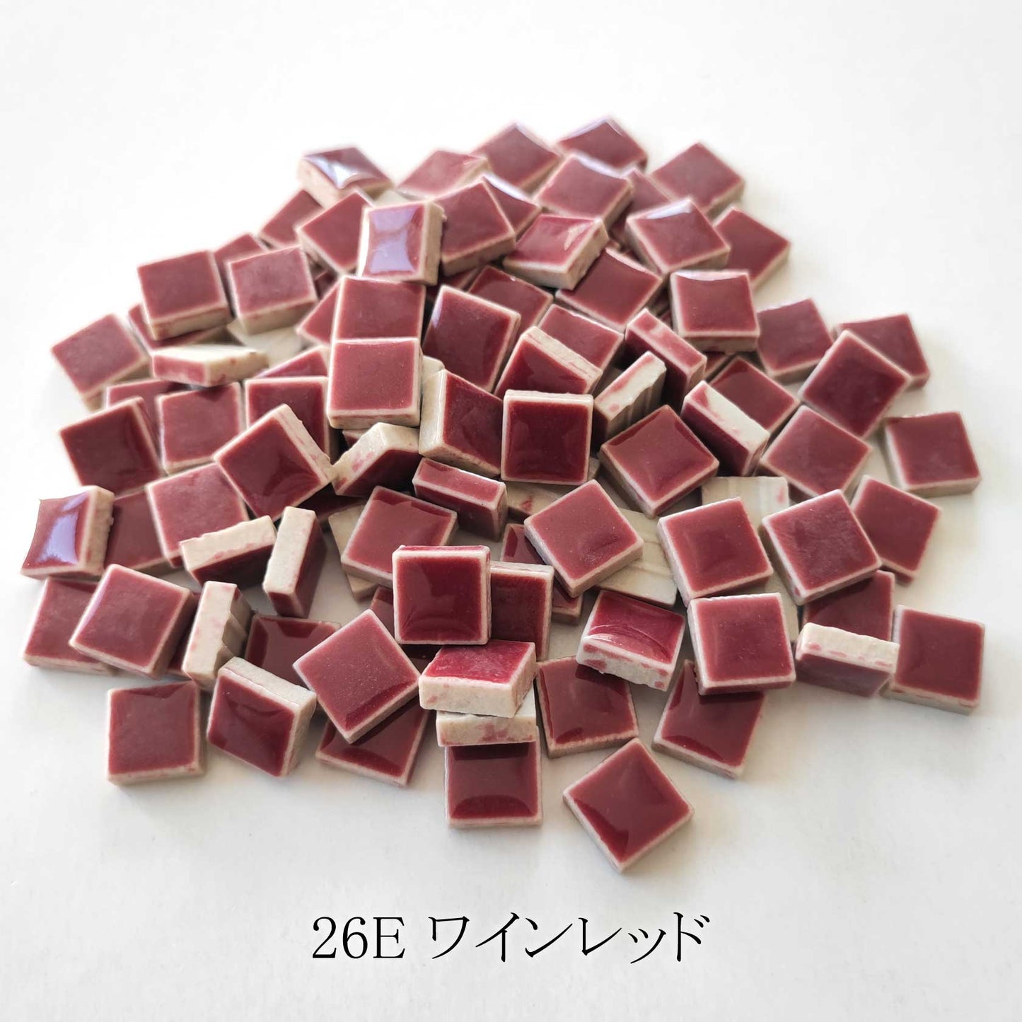 モザイクタイル【10mm角】選べる単色カラー バラ石 100g(約100個入)赤、オレンジ、ピンク、ブラウン系色 美濃焼タイル 純正品 国産
