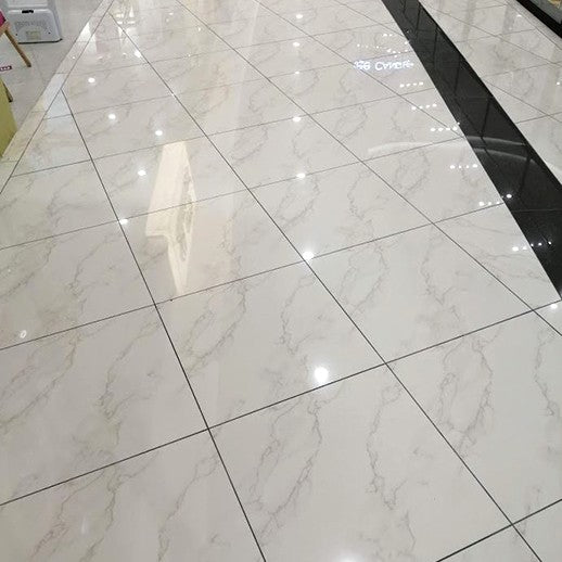 光沢磨き仕上げタイル【バチカン ライトカラー】 セラビヤンコL 300×600角(磨仕上げ)ホワイト マーブル大理石調カラー【ケース販売/8枚入り】白 床 壁 屋内 玄関 輝き お洒落 使いやすい