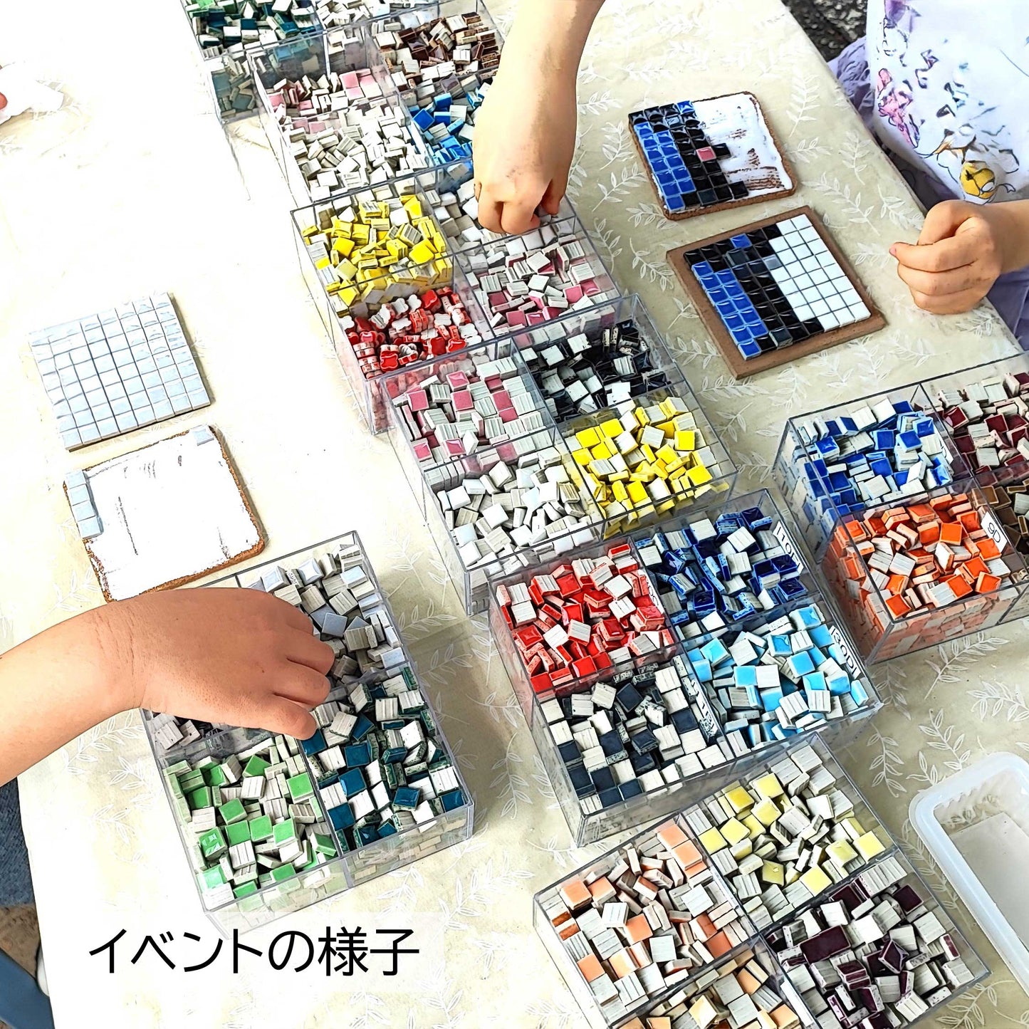 出店・イベント向け!みんなで楽しむモザイクタイルコースター体験キット【約30名分】国産タイル+道具+説明書つきセット