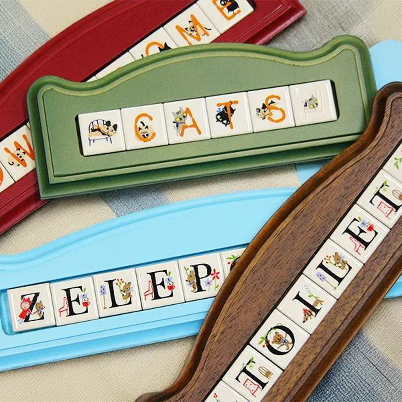 ゼルポティエ アルファベット ピチタイル(22mm角)専用木製フレーム【6文字用、8文字用、10文字用】壁掛け ナチュラル 看板 ネームプレート 表札