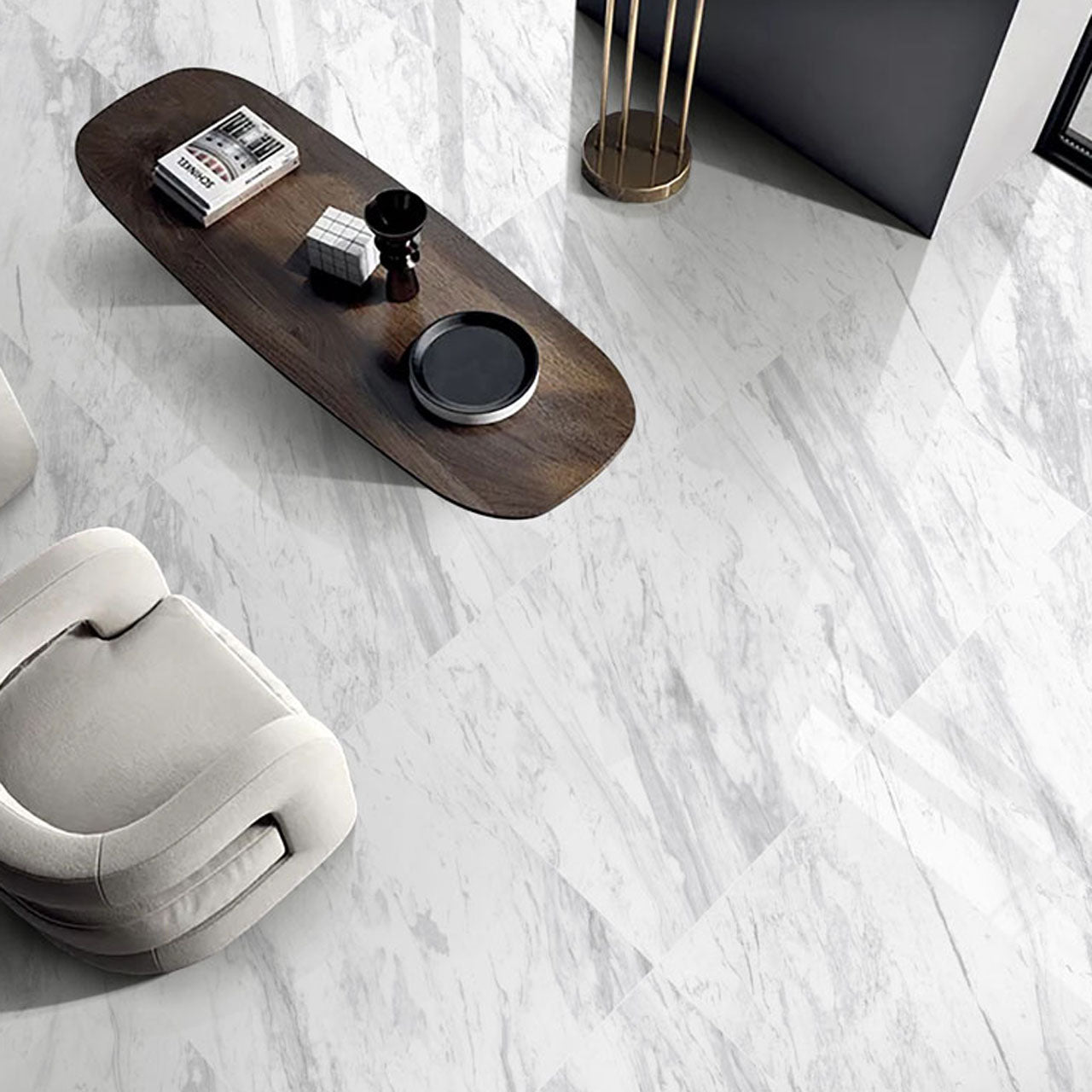 大理石調エレガントタイル Ceramic Marble Elegant (セラミック マーブル エレガント) 600角 (60cm×60cm)磨き仕上げ【ケース販売／4枚入り】床 壁 屋内 玄関 高級感 ｜全6色展開