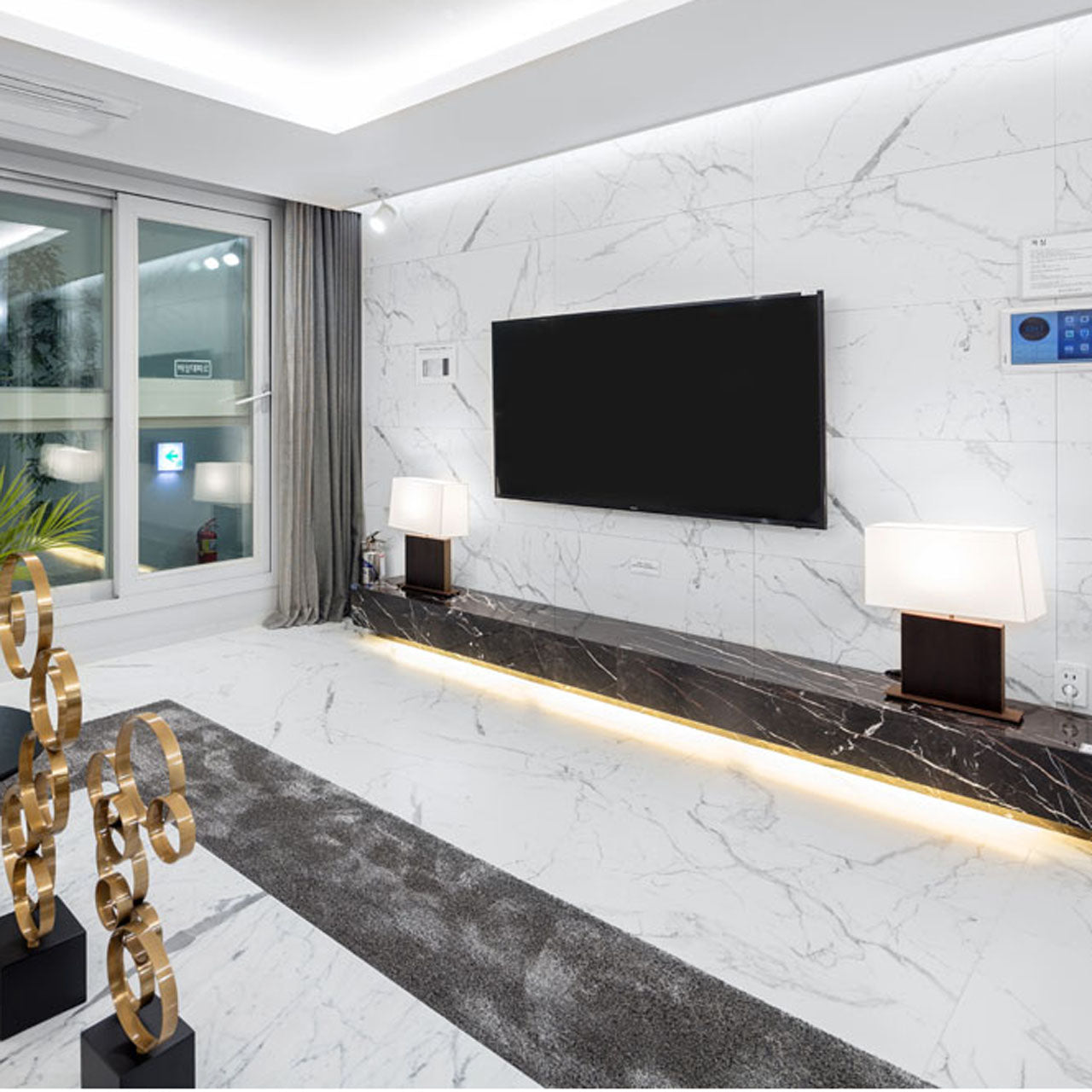 大理石調エレガントタイル Ceramic Marble Elegant (セラミック マーブル エレガント) 600×1200角 (60cm×120cm)磨き仕上げ【ケース販売／2枚入り】床 壁 屋内 玄関 高級感 ｜全6色展開