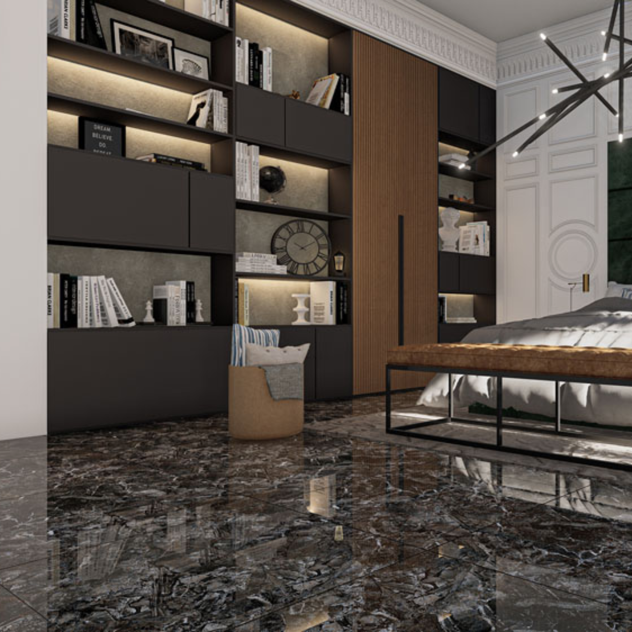 異国情緒マーブルタイル Ceramic Marble Hanoi (セラミック マーブル ハノイ) 600角 (60cm×60cm)磨・マット仕上げ【ケース販売／4枚入り】床 壁 屋内 玄関 高級感 アジアンテイスト ｜全3色展開