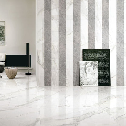 華やかな大理石調タイル Ceramic Marble Standard (セラミック マーブル スタンダード) 600×1200角 (60cm×120cm)磨仕上げ【ケース販売／2枚入り】床 壁 屋内 玄関 シンプル 上品 ｜全2色展開