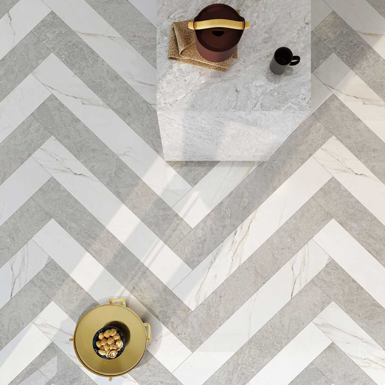 華やかな大理石調タイル Ceramic Marble Standard (セラミック マーブル スタンダード) 600×1200角 (60cm×120cm)磨仕上げ【ケース販売／2枚入り】床 壁 屋内 玄関 シンプル 上品 ｜全2色展開