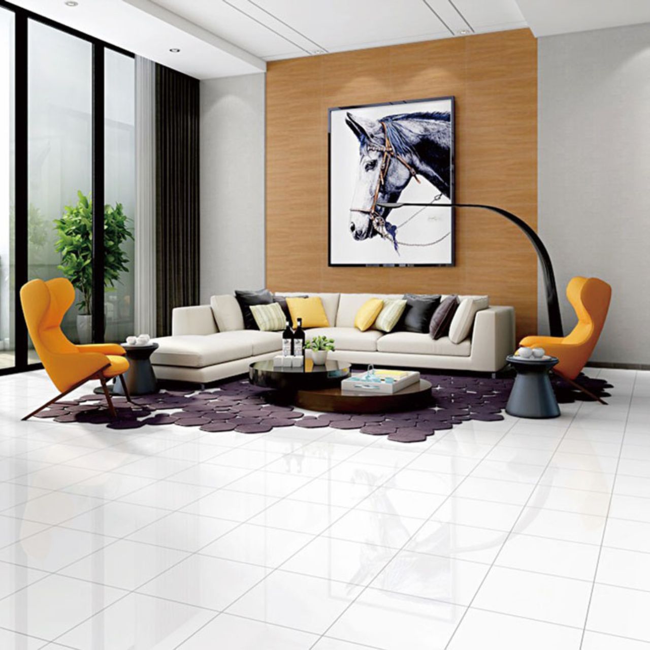 華やかな大理石調タイル Ceramic Marble Standard (セラミック マーブル スタンダード) 600角 (60cm×60cm)磨仕上げ【ケース販売／4枚入り】床 壁 屋内 玄関 シンプル 上品 ｜全6色展開