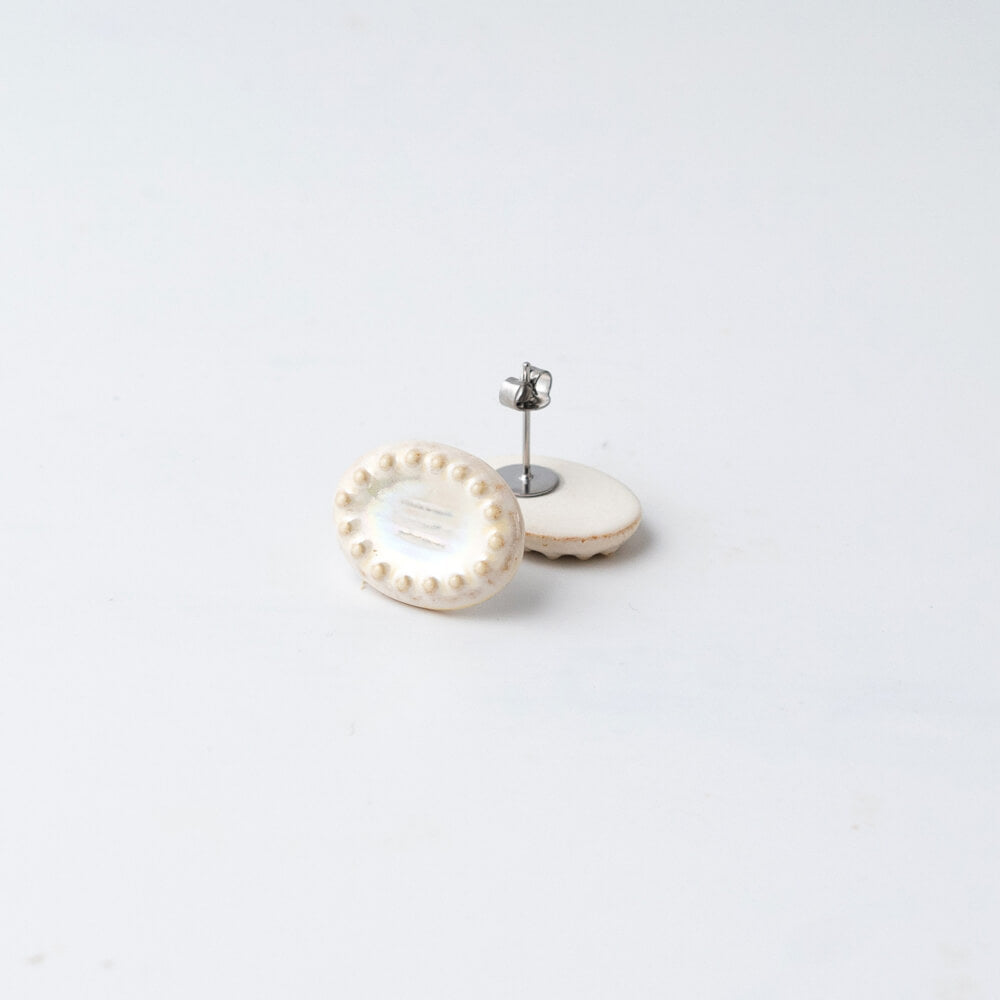 七窯社】人魚の涙 イヤリング ピアス 陶器の手作りアクセサリー