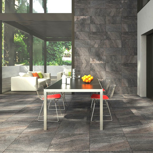 石材風タイル【Jクォーツ】300×600角 (30cm×60cm)ラフグリップ【ケース販売／8枚入り】床 壁 屋内 玄関 色パターン4種類 お洒落 使いやすい