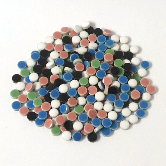 モザイクタイル【丸型10mm】ミックスカラー バラ石 200g(約260～270個入)美濃焼タイル 純正品 国産 5色ミックス詰め合わせ