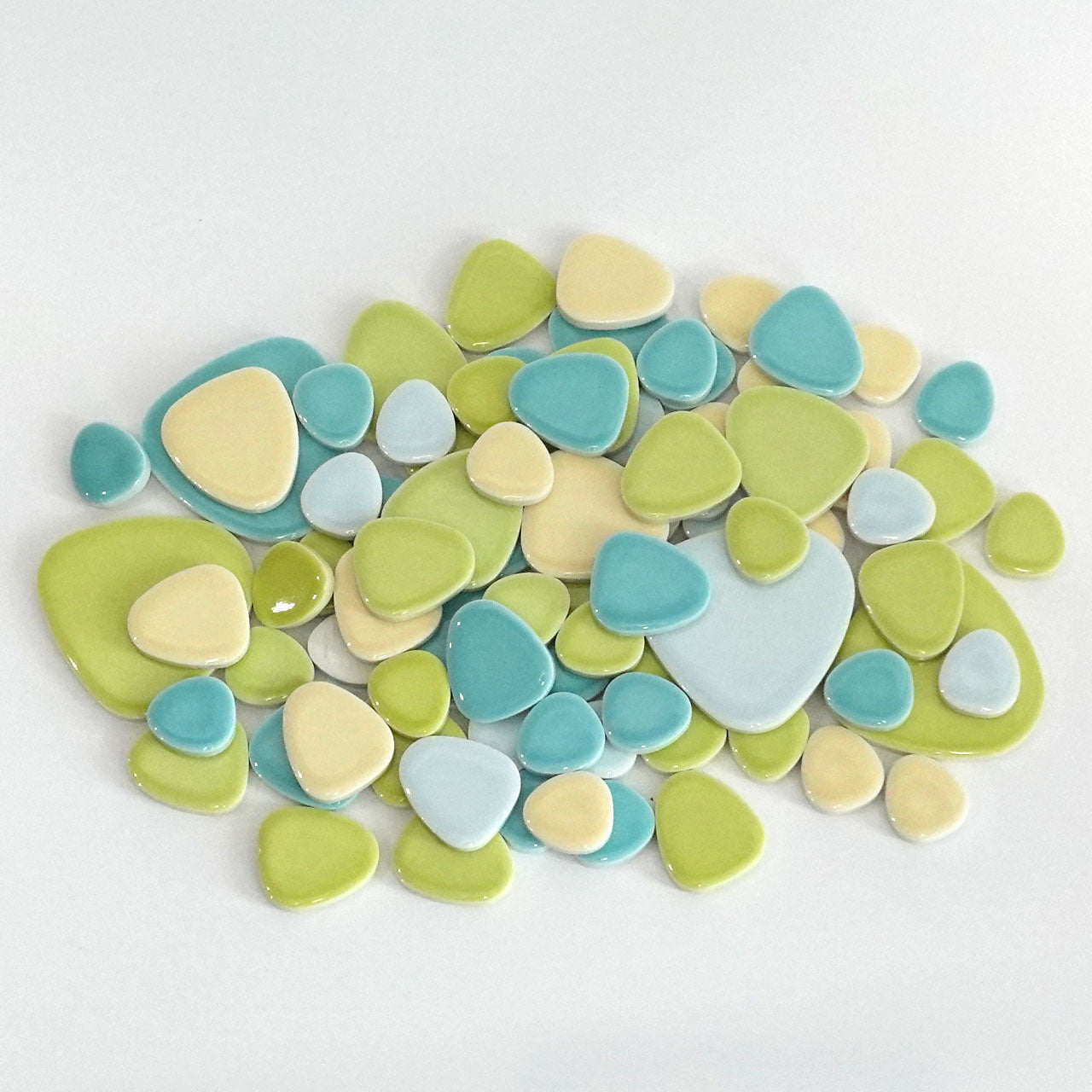 玉石パステルモザイクタイル バラ石ミックスカラー｜おにぎり型 全3色｜美濃焼タイル｜DIY・キッチン・洗面・クラフト・工作に