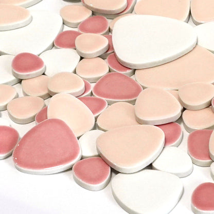 玉石パステルモザイクタイル バラ石ミックスカラー｜おにぎり型 全3色｜美濃焼タイル｜DIY・キッチン・洗面・クラフト・工作に