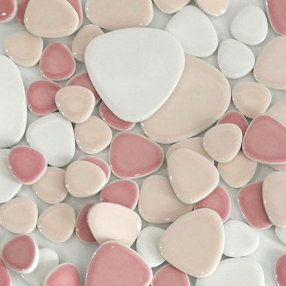 玉石パステルモザイクタイル バラ石ミックスカラー｜おにぎり型 全3色｜美濃焼タイル｜DIY・キッチン・洗面・クラフト・工作に