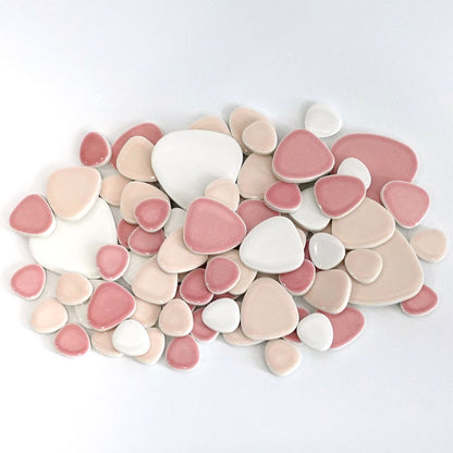 玉石パステルモザイクタイル バラ石ミックスカラー｜おにぎり型 全3色｜美濃焼タイル｜DIY・キッチン・洗面・クラフト・工作に