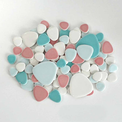 玉石パステルモザイクタイル バラ石ミックスカラー｜おにぎり型 全3色｜美濃焼タイル｜DIY・キッチン・洗面・クラフト・工作に