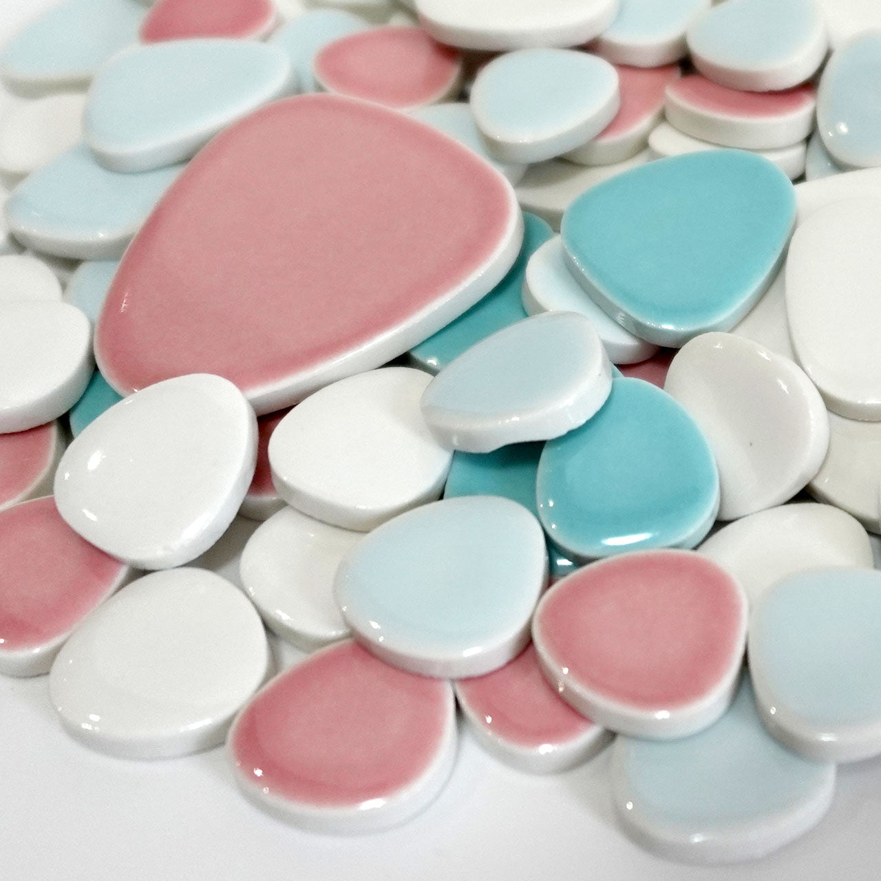 玉石パステルモザイクタイル バラ石ミックスカラー｜おにぎり型 全3色｜美濃焼タイル｜DIY・キッチン・洗面・クラフト・工作に