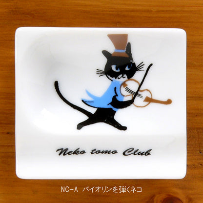 ゼルポティエ おもてなしレスト シンジカトウ の かわいいネコのイラストが彩る美濃焼小皿 箸置き付き小皿 日本製 Shinzi katoh